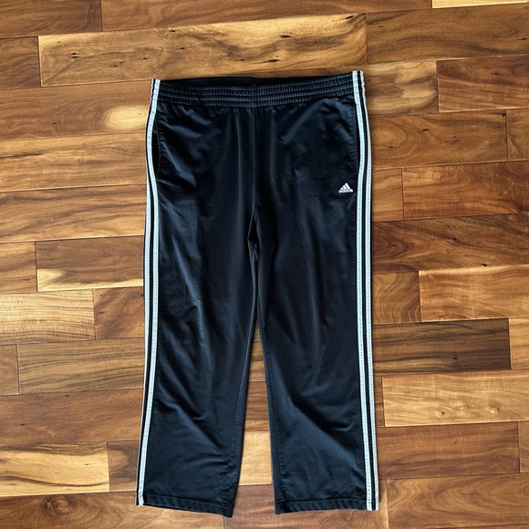 Adidas Black White Side Stripe Track Pants size Large - Picture 1 of 4